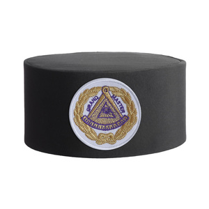 Regalia <b>Hat</b> Grand Master Blue Lodge Crown <b>Cap</b> Black Premium Embroidered White Round Purple Crest Masonic Headwear Custom - Product Image 1