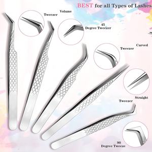 Professional Durable Stainless Steel Eyelash Tweezers Set with Smooth Tips Precision Grip <b>Pink</b> Storage Case for Salon Use - Product Image 4