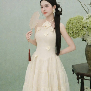 Vestido Largo Sexy de Manga Corta para Mujer, Elegante, Cómodo, Informal, para Eventos Formales, de Seda - Product Image 4