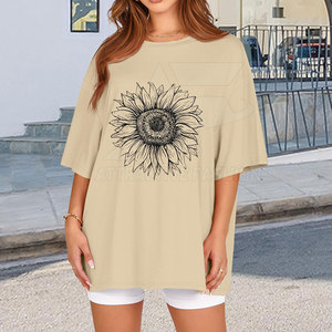 เสื้อยืดโอเวอร์ไซส์ลำลอง ผ้าคอตตอนผสมคุณภาพสูง ทรงโอเวอร์ไซส์ สวมใส่สบาย ดีไซน์ทันสมัยสไตล์สตรีทแวร์ เพื่อความสบาย - Product Image 5