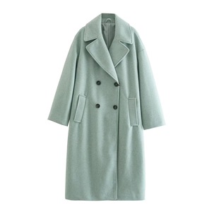 Gabardina de poliéster beige de doble botonadura para mujer, cuello mandarín, midi, para otoño, ecológica, rellena de plumón, ropa de abrigo para oficina - Product Image 6