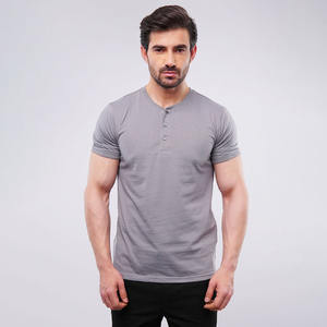 Camiseta Henley de Manga Corta Personalizada al por Mayor, 100% Algodón, Lisa, con Serigrafía, Cuello con Botones, para Hombre, 220g, Camiseta Henley Blanca - Product Image 1