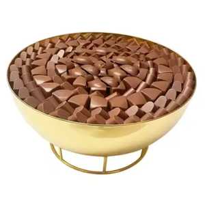 Corbeille à fruits, panier à pain, plateau de service en acier inoxydable de luxe, perforé, à bord festonné, design zen asiatique, léger - Product Image 3