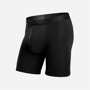 Calzoncillos bóxer para hombre, paquete de 5, corte medio, color negro sólido, ropa interior de algodón tejida sin costuras - Product Image 3