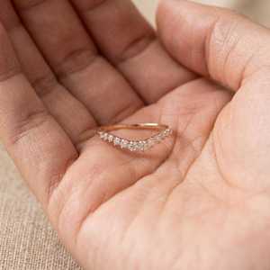 Luxury <b>Stacking</b> Emerald Cut Diamond Claw Setting Half Eternity Band <b>Ring</b> Unisex Lab Grown 14K Solid Gold Fine Promise Gift - Product Image 1
