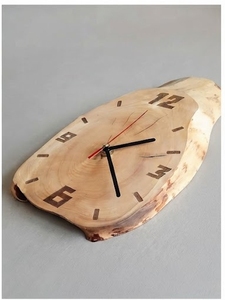 Rustic Mango Wood Wall <b>Clock</b> Round Analog Quartz <b>Battery</b> Operated Natural Wood Design - Product Image 2