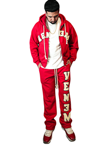 Custom Logo Heavyweight Fleece Tracksuit Wholesale Men's Chenille Patch Full <b>Zip</b> Hoodie and Thick Rope Drawstring <b>Jogger</b> Pants S - Product Image 1