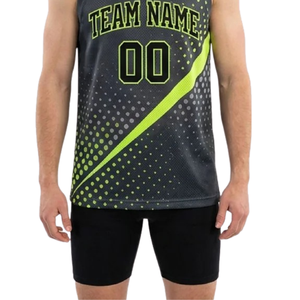 Ensemble de maillot de basket à col rond pour hommes avec ligne diagonale et imprimé à pois, haut d'équipe sans manches, short uni, nom et numéro personnalisés - Product Image 6