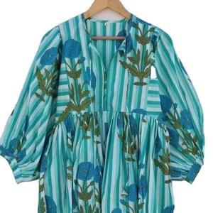 เดรสมิดิผ้าฝ้ายพิมพ์ลายดอกไม้สำหรับผู้หญิงทรงหลวมสไตล์ฤดูร้อนลำลองทรงหลวม - Product Image 1