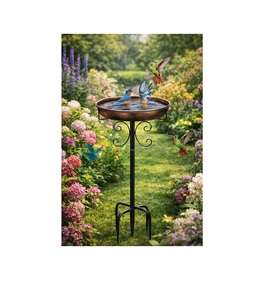 อ่างน้ำนกโลหะคุณภาพสูงสำหรับตกแต่งสวนภายนอก พร้อมฐานตั้ง ทนทาน ป้องกันสนิม เหมาะสำหรับจัดสวนหลังบ้าน - Product Image 1