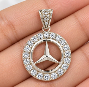Pendentif en zircon argenté, breloque ronde avec centre triangulaire, collier, bijou, cadeau - Product Image 3