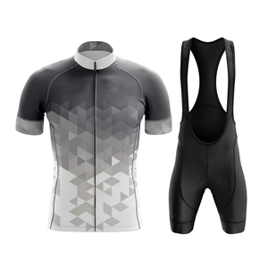 Conjunto de Jersey de Ciclismo para Bicicleta de Montaña, Amarillo y Rojo con Patrón Geométrico, Culotte Negro con Tirantes, Unisex, Secado Rápido, Transpirable, Poliéster/Algodón - Product Image 3