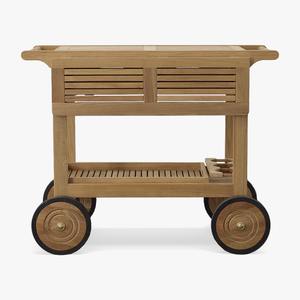 Chariot de service en teck massif avec tiroirs et roulettes, chariot de bar de luxe pour hôtel, chariot à boissons et d'accueil pour terrasse extérieure - Product Image 3