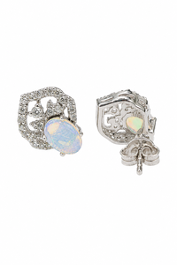 Diamond and <b>Opal</b> <b>Earring</b> in 92.5 Sterling Silver KLST-30986 - Product Image 4
