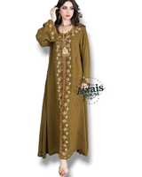 AWAIS HOUSE Kaftan Abaya en Georgette pour Femmes Adultes, Style Ethnique Moyen-Oriental, Léger, Grande Taille, Longueur Ras du Sol, Orné de Perles et de Paillettes Faites à la Main