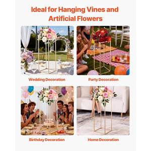 10 pièces, support à fleurs en colonne dorée de 31,5 pouces, rectangulaire, cubique, présentoir floral, décoration de mariage, centre de table de mariage, décorations de table - Product Image 6