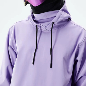 <b>Men</b> Ski & Snowboarding Waterproof Windbreaker Jacket Lavender Purple <b>Black</b> Long Hooded Pullover Anorak Kangaroo Pocket Pullover - Product Image 3
