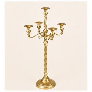 Classic Gold Metal Candelabra 5 Arm Taper Candle Holder Antique Brass Candlestick Stand for Wedding Table Centerpiece Wholesale - Product Image 1