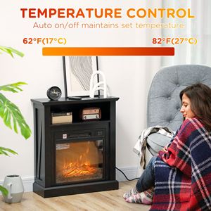 เตาผิงไฟฟ้าแบบตั้งพื้นขนาด 27 นิ้ว พร้อมโครงสีดำ และฮีตเตอร์แบบเปลี่ยนได้ 1400 วัตต์ พร้อมตัวตั้งเวลา - Product Image 6