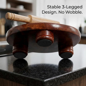 <b>Wooden</b> Chakla Belan Round Roti Rolling Board with <b>Wooden</b> Rolling Pin for Chapati Dough Making - Product Image 2