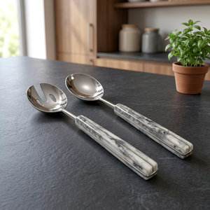 Cuillères à salade artisanales en métal avec poignées décoratives pour cadeaux de luxe et vaisselle de table - Product Image 4