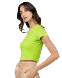 Women's Cropped <b>Raglan</b> Sleeve T-Shirt Solid Color Crew Neck Short Sleeve Casual Spring Summer Knitted Cotton <b>Top</b> - Product Image 3