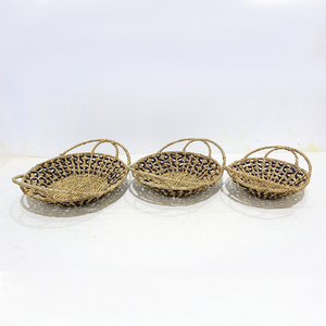Seagrass <b>Rustic</b> Handwoven Multifunction Serving Tray Set for Kitchen & Living Room Use Eco-friendly - Product Image 2
