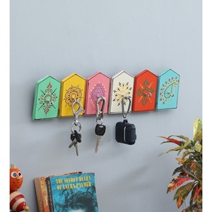 ที่แขวนกุญแจไม้มะม่วง 5 ตะขอ - สีน้ำตาลแบบชนบท งานแฮนด์เมด ขายส่ง - Product Image 2