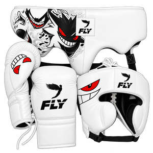 Guantes de Boxeo Fly de Cuero Blancos con Detalles Amarillos, Cierre con Cordones, Logotipo Personalizado, Diseño Elástico Ligero Unisex para Adultos - Product Image 6
