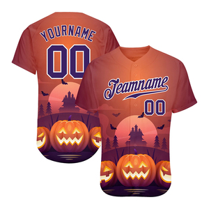 Camiseta de Béisbol Personalizada de Halloween para Hombre, Manga Corta, Impresión Sublimada, Poliéster Transpirable, Corte Regular, Cierre de Botones, Nombre del Equipo 00 - Product Image 3