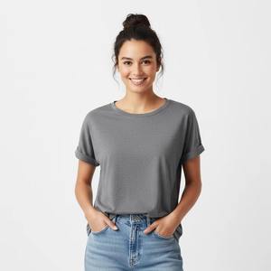 Camiseta de algodón de manga corta para mujer, 100% algodón, alta calidad, impresión personalizada, talla grande, precio económico, camisetas de mujer en tendencia - Product Image 1