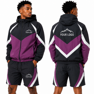 Conjunto de Chaqueta y Pantalones Cortavientos con Capucha Personalizados para Hombre, Resistentes al Agua, para Primavera, Venta al Por Mayor, Ropa Deportiva para Exteriores, Suministro de Fábrica - Product Image 3