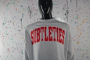 Sweat-shirt à col montant gris chiné SUBTLETIES, 100% coton, avec broderie appliquée rouge, col large, URBAN PRODUCTIONS - Product Image 2