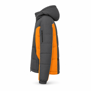 High Quality Winter Puffer <b>Jacket</b> Contemporary Color Blocking Heavy Insulation Custom PVC Patch Zippered Hand Pockets Outerwear - Product Image 2