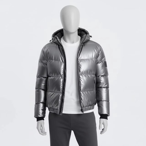 Men Cropped Red Puffer Jacket Winter <b>Bubble</b> <b>Coat</b> Stand Collar Zip Up Thick Insulated Streetwear Outerwear - Product Image 2