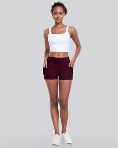 Shorts de yoga taille haute sans couture pour femme, avec effet froncé, pour l'exercice et le sport, tenue de sport, shorts de gym pour femme - Product Image 3