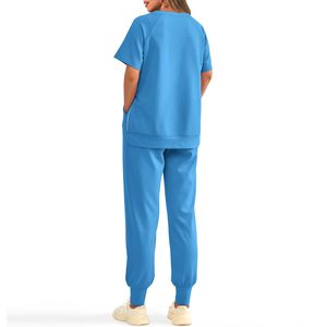 Ensemble de vêtements de sport pour femmes, t-shirt et pantalon d'entraînement, tissu extensible confortable, respirant, tenue de sport élégante, tenue de fitness - Product Image 2