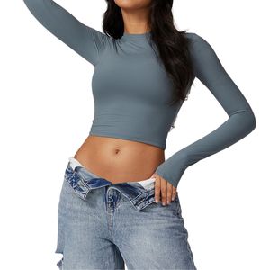 Haut court de compression effet seconde peau pour femme OEM – T-shirt de sport doux à manches longues pour fitness, gym et yoga - Product Image 1
