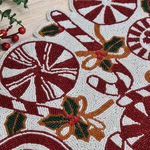 Handmade Embroidered Fabric Table <b>Runner</b> Customized Shape <b>Green</b> Leaf Design Luxury Eco-Friendly Durable 5mm Thickness Mat - Product Image 3