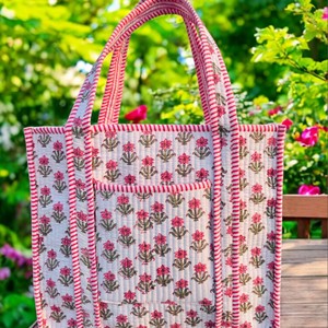 Bolso Tote Acolchado Hecho a Mano en India, con Estampado de Tigre Bordado, Estilo Bohemio para Mujer, Bolso de Compras con Cierre Abierto, para Todas las Temporadas - Product Image 3