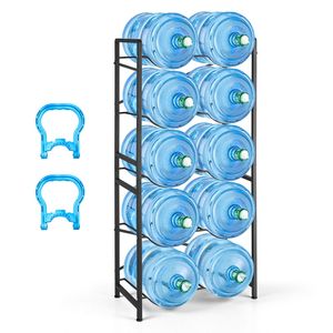 Soporte Metálico de 5 Niveles y Doble Fila para Botellas de Agua, Capacidad para 10 Botellas de 3-5 Galones, Organizador de Botellas - Product Image 1