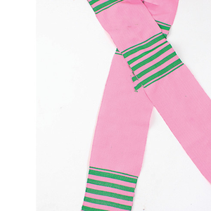 ผ้าคลุมไหล่สำเร็จการศึกษาแบบทอมือจากกานา ลายเคนเต้ สีชมพูเข้มและสีเขียวแอปเปิ้ล ทอสองชั้น ของแท้สำหรับชมรมนักศึกษา - Product Image 2