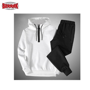 Conjuntos de ropa deportiva de Color sólido para hombre, chándal con cremallera de retales, Sudadera con capucha informal, sudaderas con capucha, 2 piezas + Pantalones, traje para trotar - Product Image 3