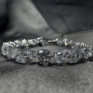 Pear & Round Cut Diamond Tennis <b>Bracelet</b> <b>White</b> Gold IGI Certified Luxury Jewelry Women's Anniversary Fine Jewelry - Product Image 3