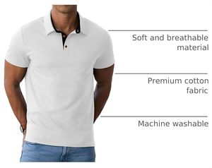 เสื้อโปโลแขนสั้นสีขาวสำหรับผู้ชาย สีพื้น มีกระเป๋า ผ้าถักเนื้อปิเก้ ระบายอากาศได้ดี ทรงปกติ - Product Image 6