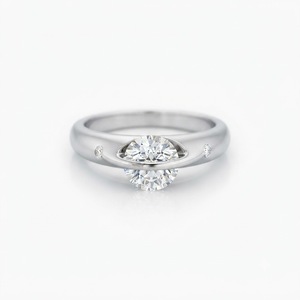 Anillo de Moissanita Redondo Chapado en Oro Blanco de 10K, Regalo para el Día de San Valentín, con Banda Solitaria - Product Image 5