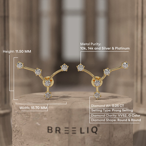 Boucles d'oreilles en or 14 carats avec diamants, élégantes puces d'oreilles en forme de grappe d'étoiles pour femmes, bijoux célestes étincelants avec diamants de laboratoire, cadeau unique - Product Image 6