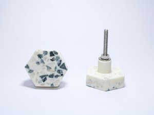 Bela Artisan Modern Hexagonal Terrazzo Cabinet <b>Knobs</b> Stone Inlay Resin <b>Furniture</b> Pulls Decorative Geometric Drawer <b>Handles</b> - Product Image 4