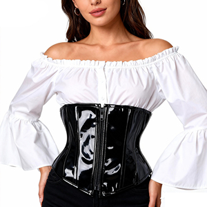 Corset sexy gothique steampunk en cuir PVC noir pour femme, style vintage, serre-taille, grande taille, Y2K, vêtement d'extérieur coupe-vent - Product Image 6
