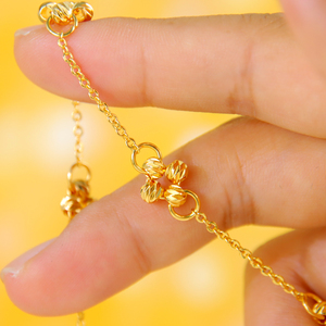 Collar de Cuentas de Oro Sencillas, Juego de 3 Piezas, Venta al por Mayor, Oro de 21k, Diseño Elegante, Joyería de Boda para Mujeres de Oriente Medio - Product Image 5